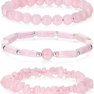 3Pcs Natural Stone Bracelets for Women 8mm Crystal Beaded Bracelets Handmade Str